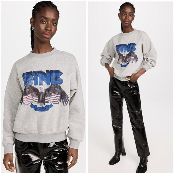 Anine Bing Vintage Eagle Oversized Crew Neck Sweatshirt Medium - Picture 1 of 7
